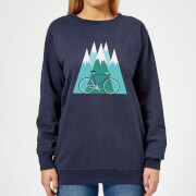 Broom Wagon Bike And Mountains Womens Christmas Sweatshirt Navy M broom wagon kopen in de aanbieding