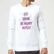 Eat Drink Be Merry Repeat Christmas Sweatshirt White S christmas kopen in de aanbieding