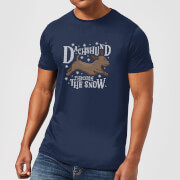 Dachshund Through The Snow Mens Christmas T Shirt Navy Xl christmas kopen in de aanbieding