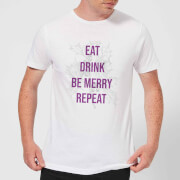 Eat Drink Be Merry Repeat Mens Christmas T Shirt White S christmas kopen in de aanbieding