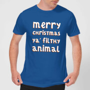 Merry Christmas Ya Filthy Animal Mens T Shirt Royal Blue S christmas kopen in de aanbieding