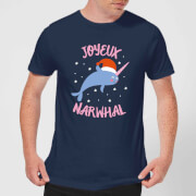 Joyeux Narwhal Mens Christmas T Shirt Navy M christmas kopen in de aanbieding