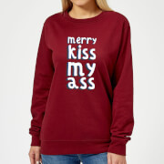 Merry Kissmyass Womens Christmas Sweatshirt Burgundy Xs christmas kopen in de aanbieding