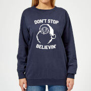 Dont Stop Believin Womens Christmas Sweatshirt Navy Xl christmas kopen in de aanbieding