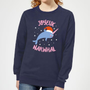 Joyeux Narwhal Womens Christmas Sweatshirt Navy Xxl christmas kopen in de aanbieding