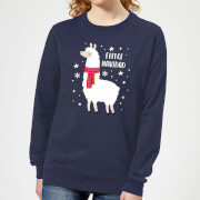 Fleece Navidad Womens Christmas Sweatshirt Navy Xl christmas kopen in de aanbieding