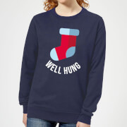 Well Hung Womens Christmas Sweatshirt Navy L christmas kopen in de aanbieding