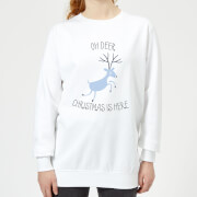 Oh Deer Christmas Is Here Womens Sweatshirt White Xl christmas kopen in de aanbieding