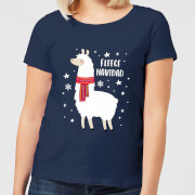 Fleece Navidad Womens Christmas T Shirt Navy S christmas kopen in de aanbieding