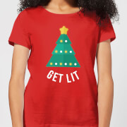 Get Lit Womens Christmas T Shirt Red M christmas kopen in de aanbieding