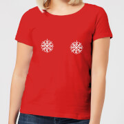 Snowflakes Womens Christmas T Shirt Red S christmas kopen in de aanbieding