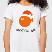Merry Fish Mas Womens Christmas T Shirt White Xs christmas kopen in de aanbieding