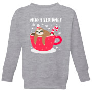 Merry Slothmas Kids Christmas Sweatshirt Grey 5 6 Years christmas kopen in de aanbieding