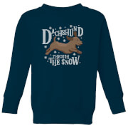 Dachshund Through The Snow Kids Christmas Sweatshirt Navy 11 12 Years christmas kopen in de aanbieding