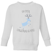 Oh Deer Christmas Is Here Kids Sweatshirt White 9 10 Years christmas kopen in de aanbieding