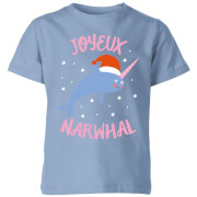 Joyeux Narwhal Kids Christmas T Shirt Sky Blue 7 8 Years christmas kopen in de aanbieding