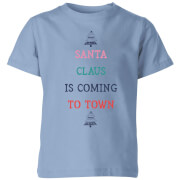 Santa Claus Is Coming To Town Kids Christmas T Shirt Sky Blue 5 6 Years christmas kopen in de aanbieding