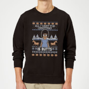 Bobs Burgers Tina Butts Christmas Sweatshirt - Black - 5XL - Noir