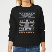 Bobs Burgers Tina Butts Women's Christmas Sweatshirt - Black - 5XL - Noir