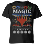Image of Magic The Gathering Colours Of Magic Knit Kids' Christmas T-Shirt - Black - 3-4 Years - Black