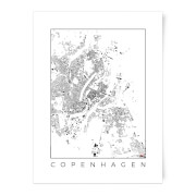 City Art Black And White Copenhagen Map Print A3 city art kopen in de aanbieding