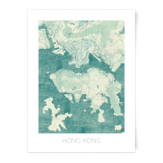City Art Coloured Hong Kong Map Print A3 city art kopen in de aanbieding