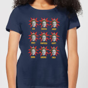 Elf Faces Womens Christmas T Shirt Navy S elf kopen in de aanbieding