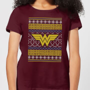 Dc Wonder Woman Knit Womens Christmas T Shirt Burgundy Xs dc kopen in de aanbieding