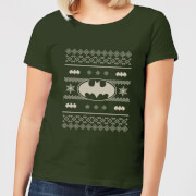 Dc Batman Knit Pattern Womens Christmas T Shirt Forest Green S dc kopen in de aanbieding