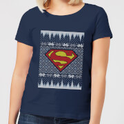 Dc Superman Knit Womens Christmas T Shirt Navy M dc kopen in de aanbieding