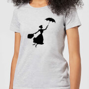 Mary Poppins Flying Silhouette Womens Christmas T Shirt Grey S mary poppins kopen in de aanbieding