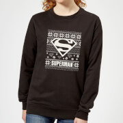 Dc Superman Knit Pattern Womens Christmas Sweatshirt Black 4Xl dc kopen in de aanbieding