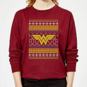 Dc Wonder Woman Knit Womens Christmas Sweatshirt Burgundy Xl dc kopen in de aanbieding