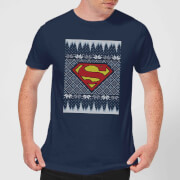 Dc Superman Knit Mens Christmas T Shirt Navy Xxl dc kopen in de aanbieding