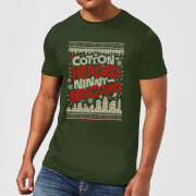 Image of Elf Cotton-Headed-Ninny-Muggins Knit Men's Christmas T-Shirt - Forest Green - S - Forest Green