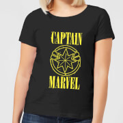 Captain Marvel Grunge Logo Womens T Shirt Black S marvel kopen in de aanbieding Captain Marvel Grunge Logo Womens T Shirt Black S marvel kopen in de aanbieding