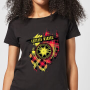 Captain Marvel Tartan Patch Womens T Shirt Black Xl marvel kopen in de aanbieding