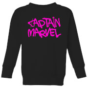Captain Marvel Spray Text Kids Sweatshirt Black 3 4 Years marvel kopen in de aanbieding