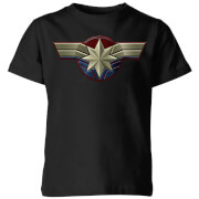 Captain Marvel Chest Emblem Kids T Shirt Black 3 4 Years marvel kopen in de aanbieding
