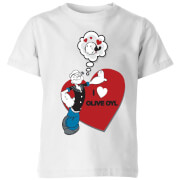 Popeye I Love Olive Oyl Kids' T-Shirt - White - 3-4 ans - Blanc