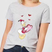 Disney Donald Duck Love Heart Womens T Shirt Grey Xxl disney kopen in de aanbieding