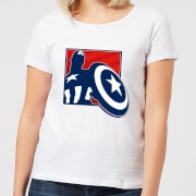 Marvel Avengers Assemble Captain America Outline Badge Womens T Shirt White 5Xl marvel kopen in de aanbieding