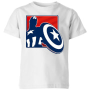Image of Avengers Assemble Captain America Outline Badge Kids' T-Shirt - White - 3-4 Years - White