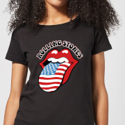 Rolling Stones Us Flag Womens T Shirt Black Xs rolling stones kopen in de aanbieding