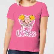 Dexters Lab Dee Dee I Love Unicorns Women's T-Shirt - Pink - M - Rosa