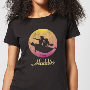 Image of Disney Aladdin Flying Sunset Women's T-Shirt - Black - S - Black