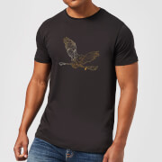 Harry Potter Hedwig Broom Gold Mens T Shirt Black L harry potter kopen in de aanbieding