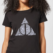 Harry Potter Deathly Hallows Text Womens T Shirt Black Xs harry potter kopen in de aanbieding
