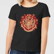 Harry Potter Hogwarts Christmas Crest Womens T Shirt Black S harry potter kopen in de aanbieding