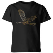 Harry Potter Hedwig Broom Gold Kids T Shirt Black 9 10 Years harry potter kopen in de aanbieding
